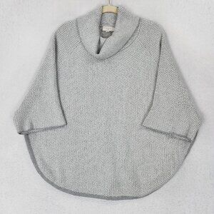 LOFT Sweater Womens XS Gray Herringbone Cowl Neck Pullover Knit Poncho Casual